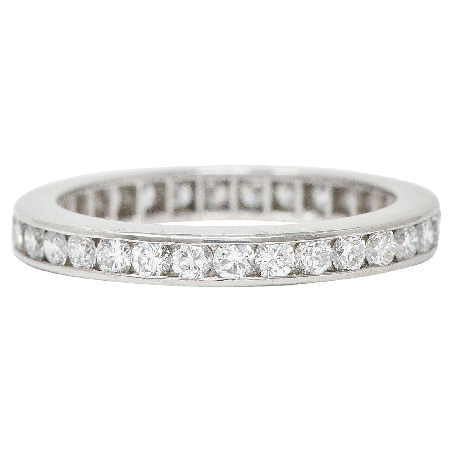 Modern 0.96 Carat Diamond Platinum Eternity Wedding Band Ring For Sale