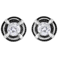 Pendientes de Plata de Ley .925 con Diamante Solitario Milgrain de 1 1/2 Quilates