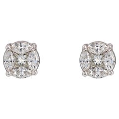 Modern 1, 38 Carat Diamonds 18 Karat White Gold Stud Earrings