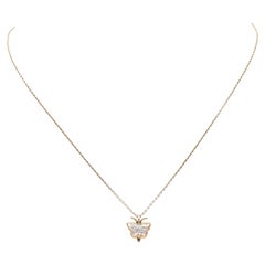 Vintage Modern 1 Carat Butterfly Cut Diamond Gold Necklace