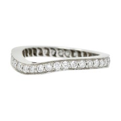 Modern 1.00 Carat Diamond Platinum Chevron Eternity Band Ring