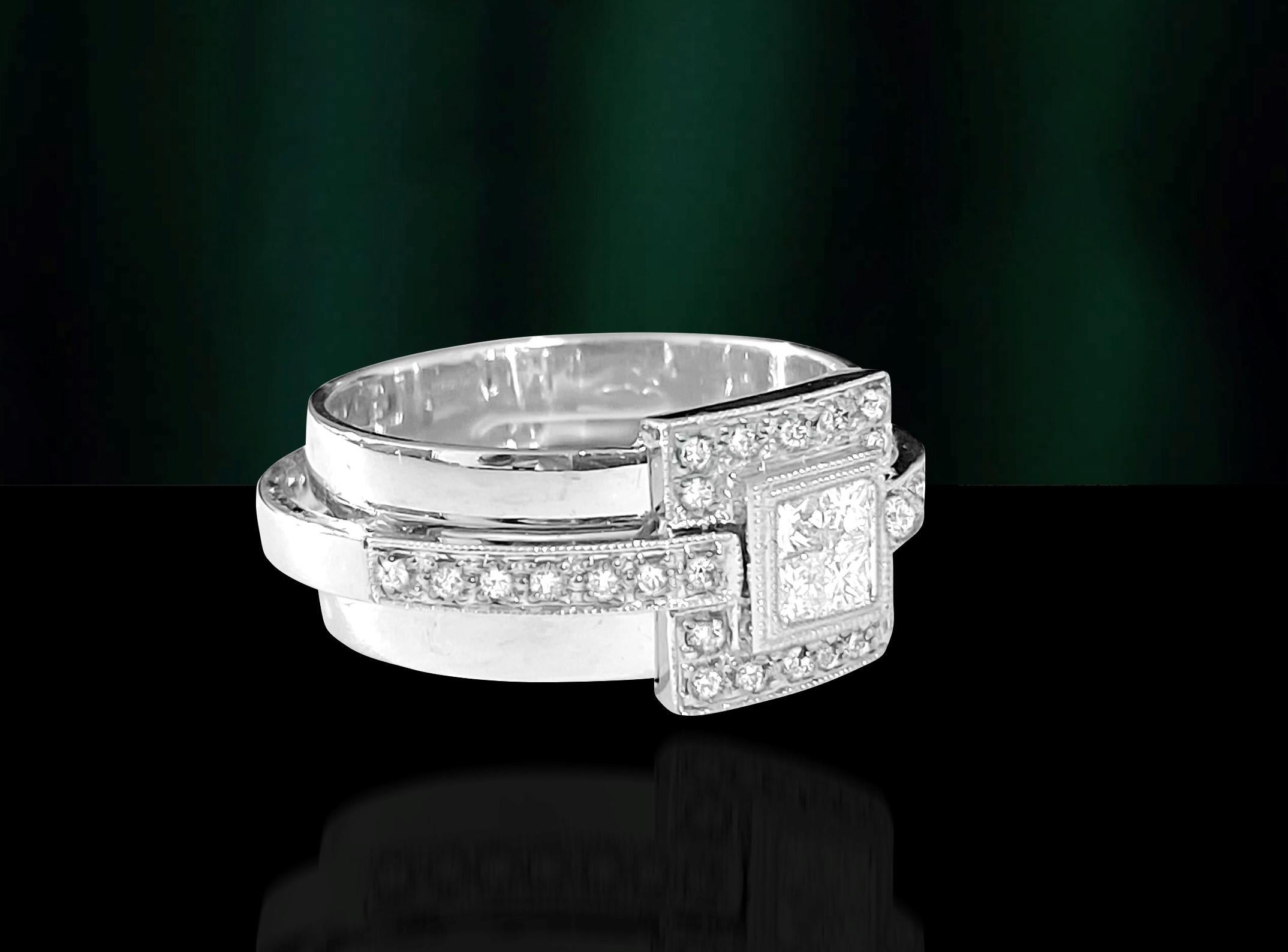 Princess Cut Modern 1.00 Carat Diamond White Gold Ladies Engagement Ring For Sale