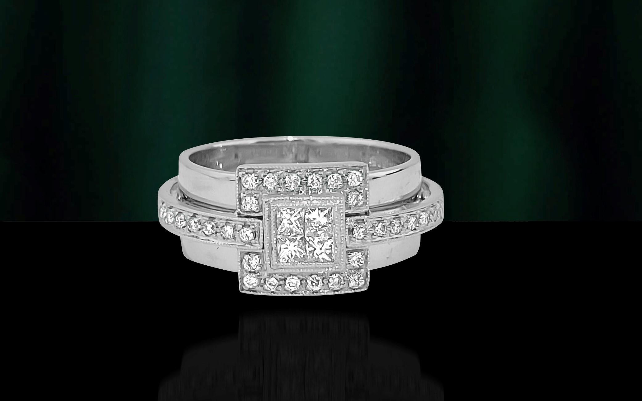 Women's Modern 1.00 Carat Diamond White Gold Ladies Engagement Ring For Sale
