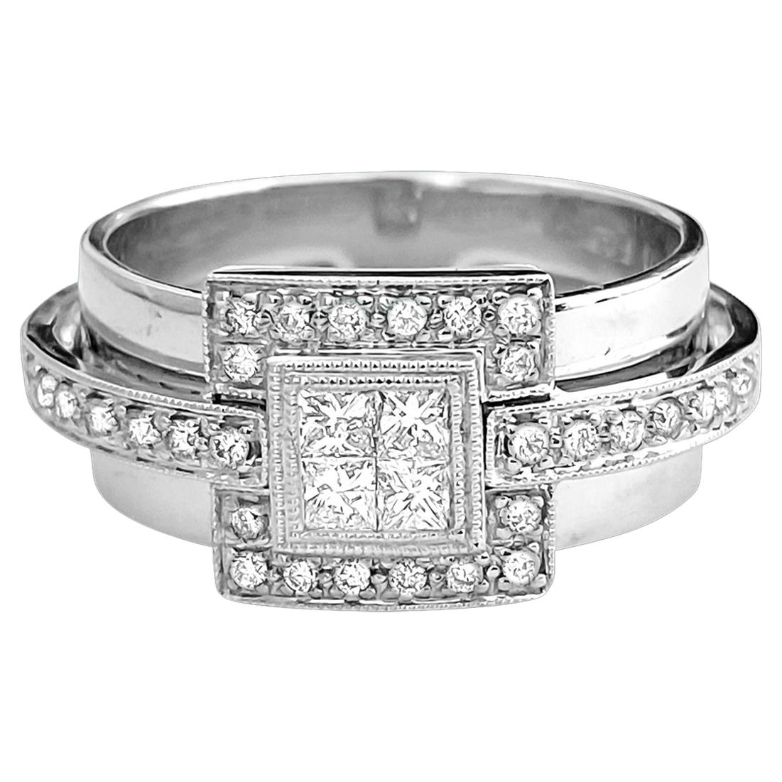 Modern 1.00 Carat Diamond White Gold Ladies Engagement Ring For Sale