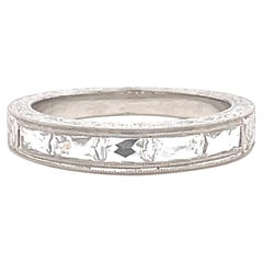 Modern 1.00 Carat French Cut Diamond Platinum Half Eternity Band