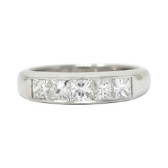 Modern 1.02 Carats Princess Diamond Platinum Channel Band Ring