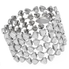 Modern  10.25cts Diamond Triangle Link 18K Gold Wide Bracelet