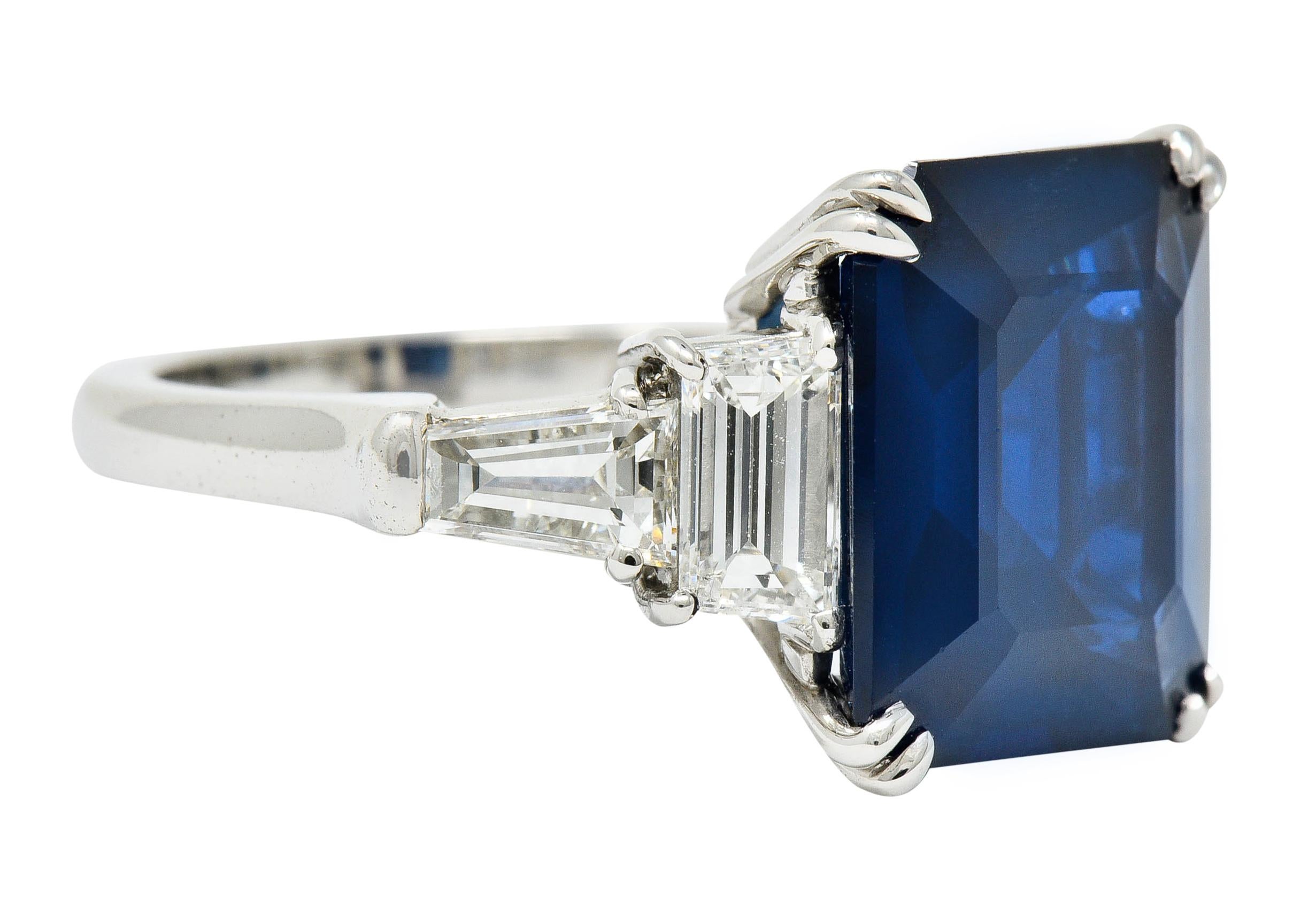 Contemporary Modern 10.41 Carat Sapphire Diamond Platinum Statement Ring