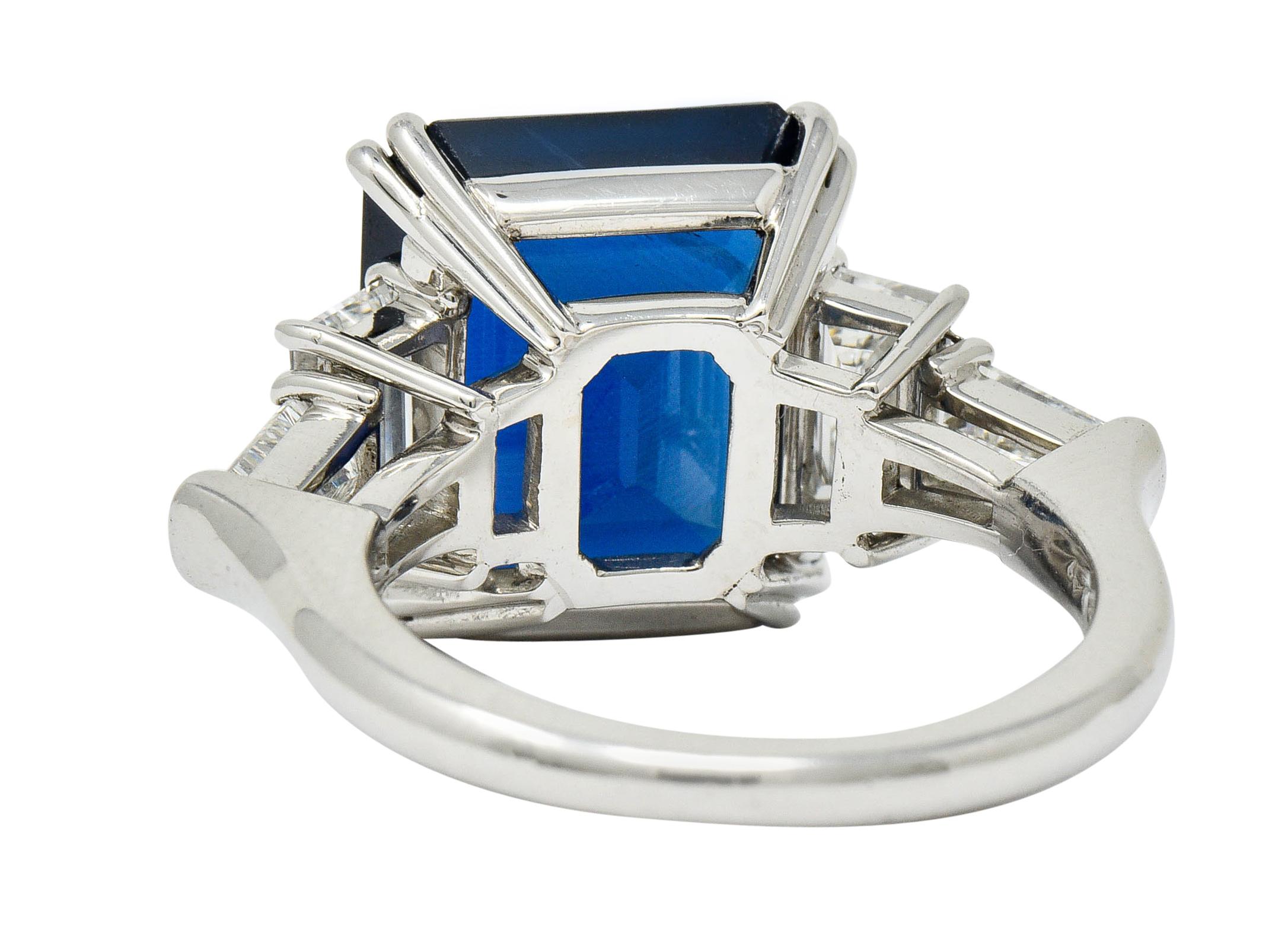 Modern 10.41 Carat Sapphire Diamond Platinum Statement Ring In Excellent Condition In Philadelphia, PA