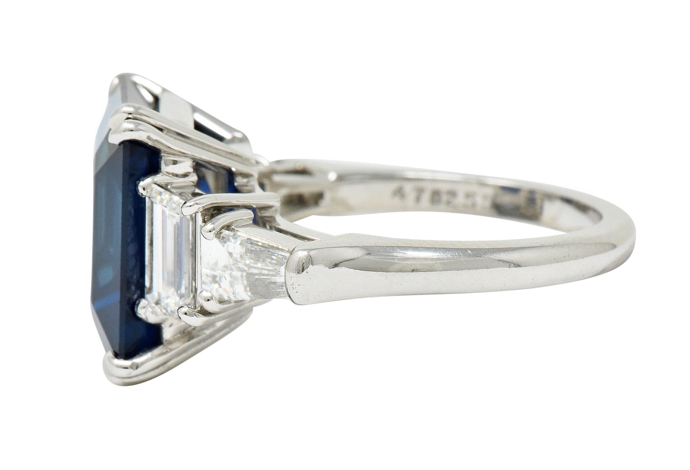 Women's or Men's Modern 10.41 Carat Sapphire Diamond Platinum Statement Ring