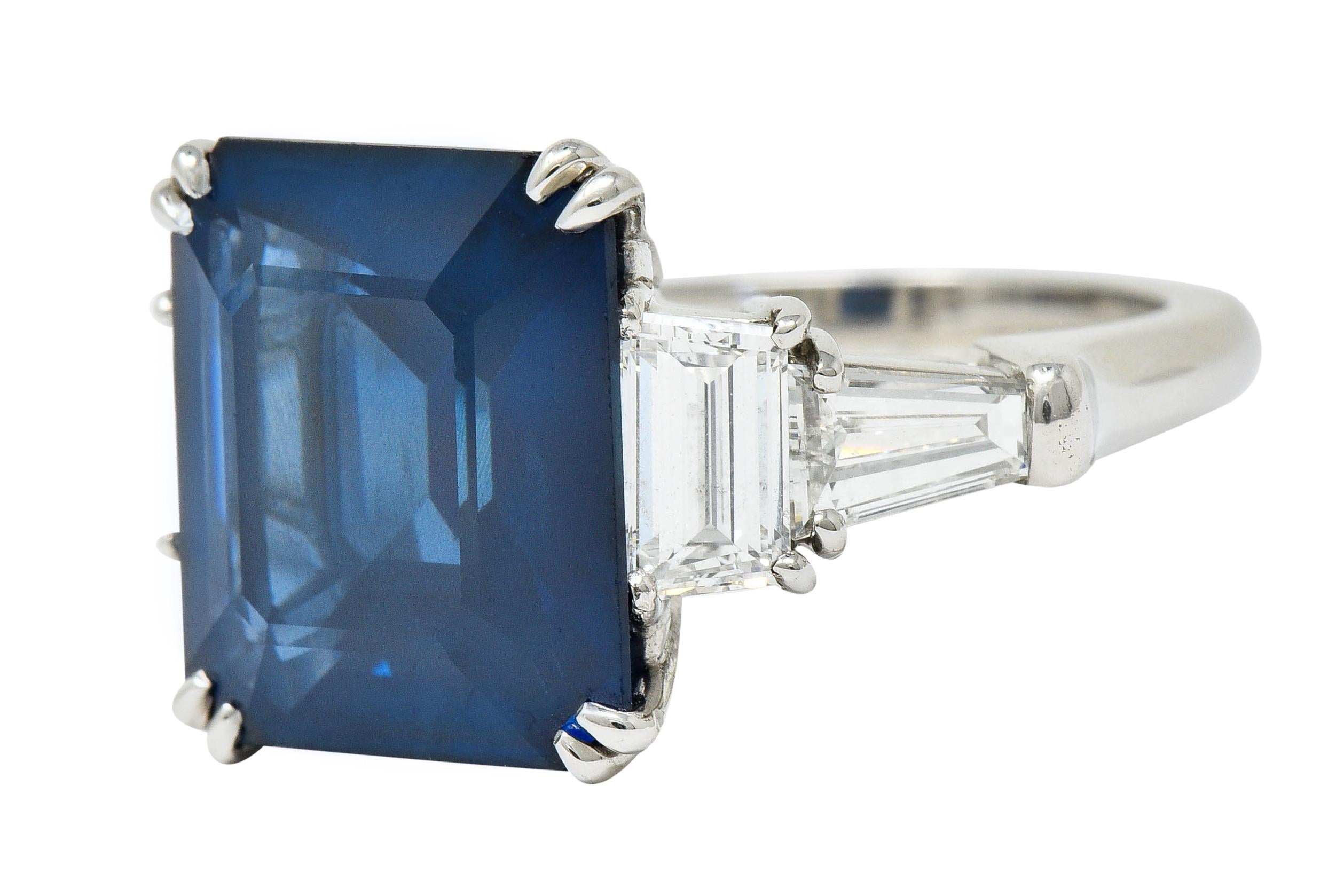 Modern 10.41 Carat Sapphire Diamond Platinum Statement Ring 1
