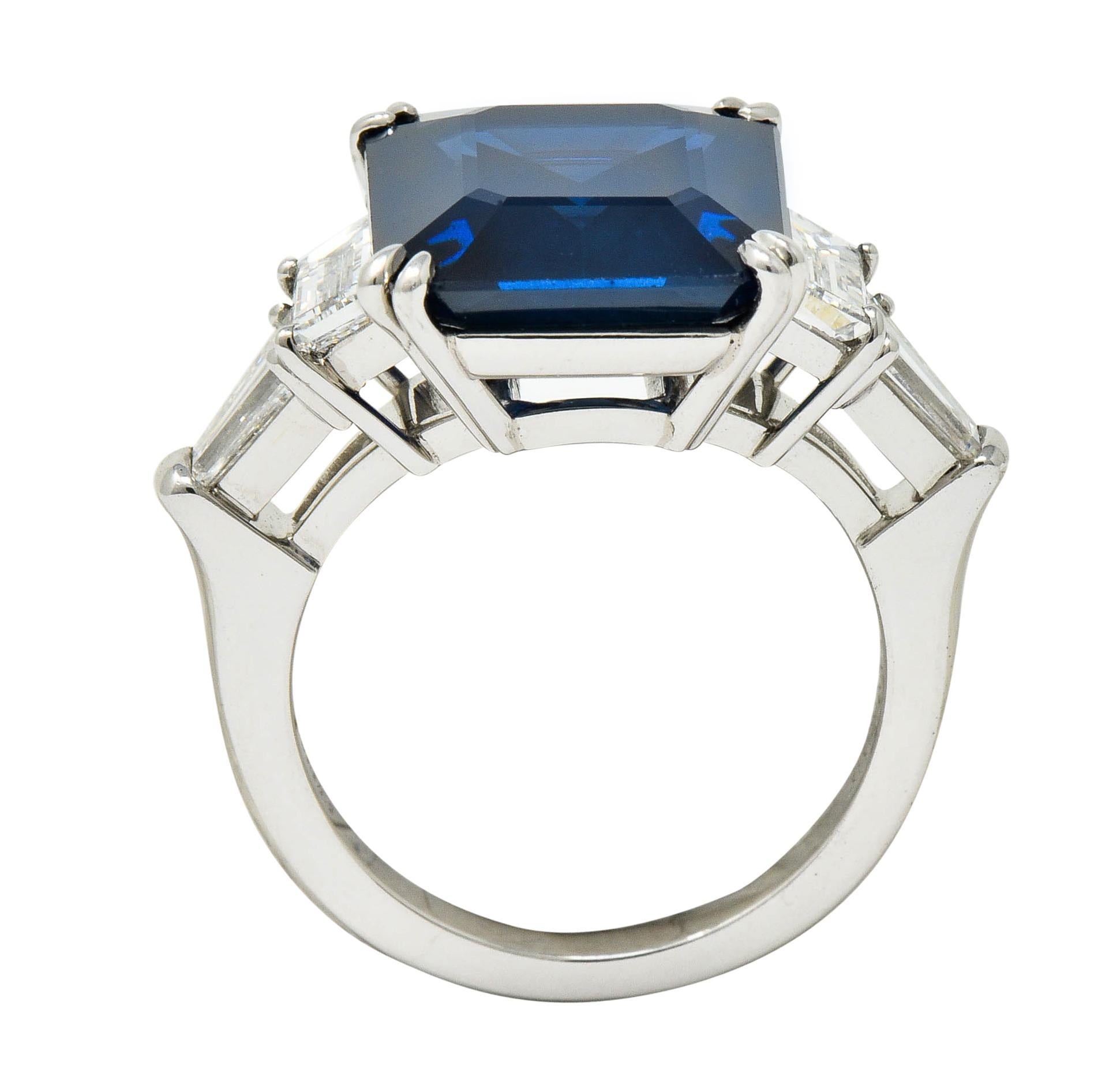 Modern 10.41 Carat Sapphire Diamond Platinum Statement Ring 2