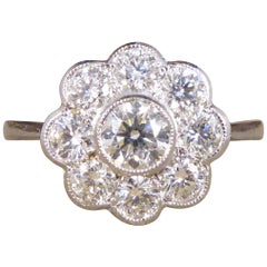 Modern 1.05 Carat Diamond set Daisy Cluster Ring in Platinum