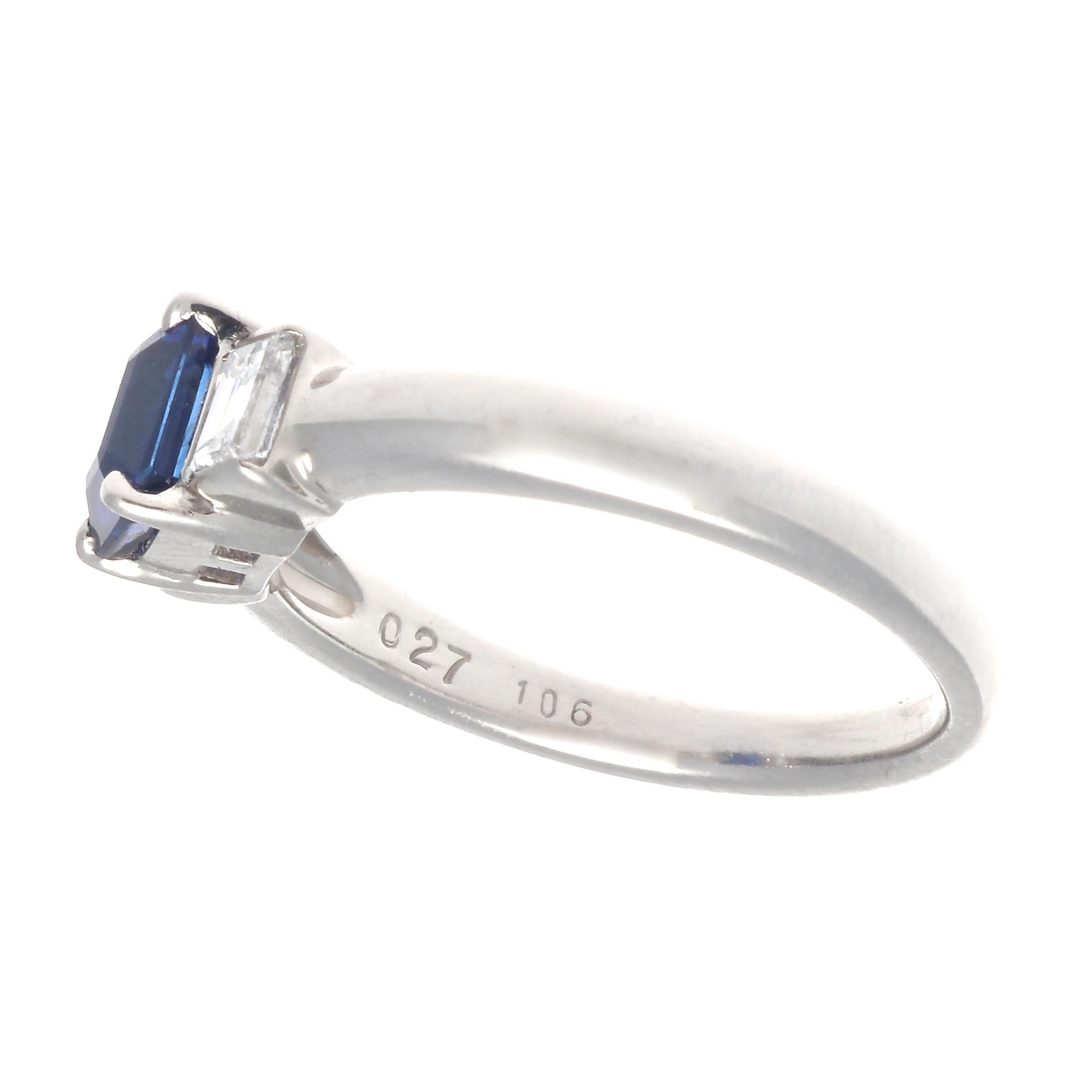 Contemporary Modern 1.06 Carat Sapphire Diamond Platinum Ring