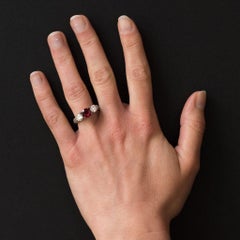 New Modern 1.07 Carat Ruby 1.17 Carat Diamond White Gold Ring
