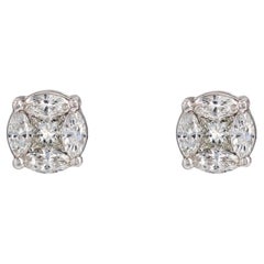 Modern 1.13 Carat Diamond 18 Karat White Gold Stud Earrings