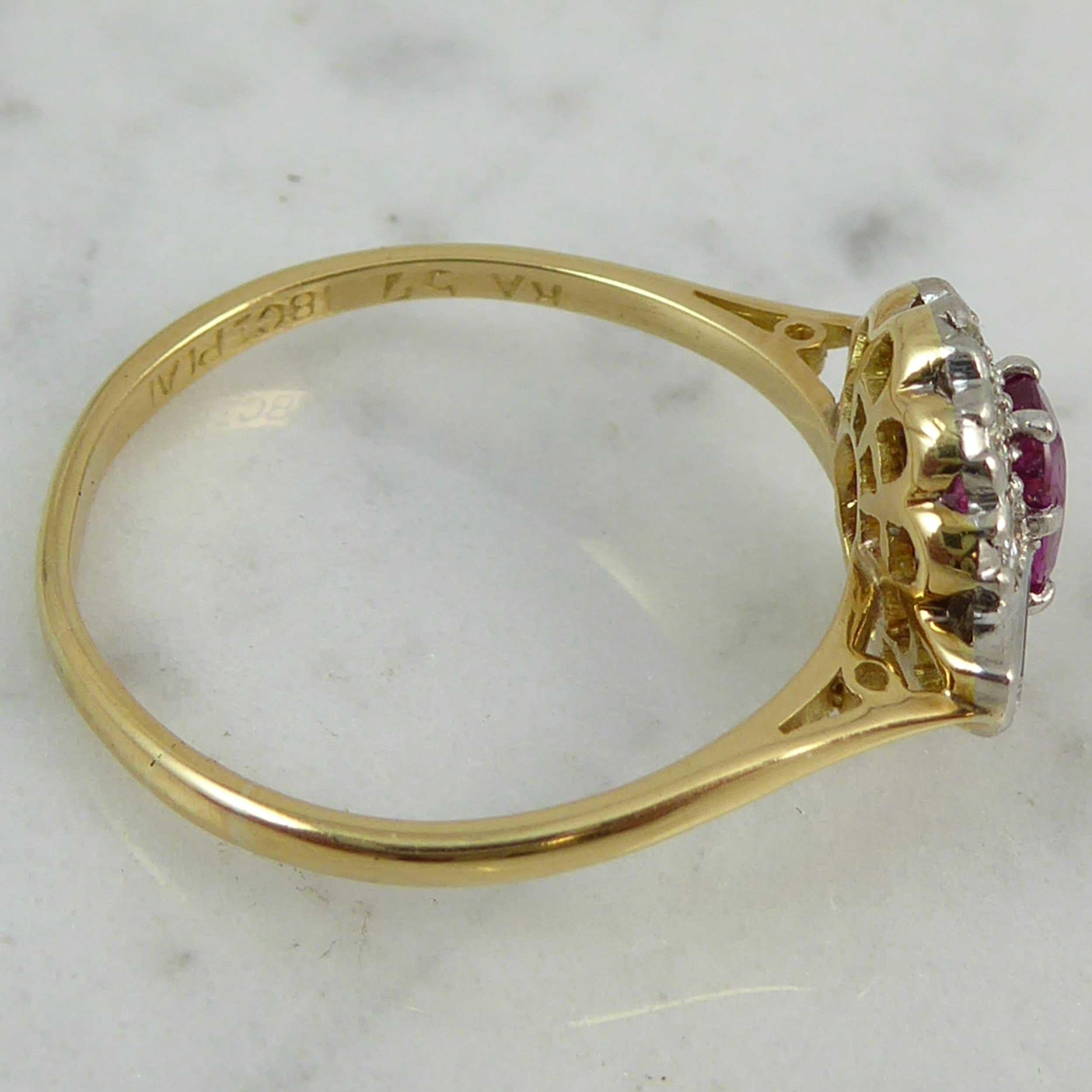Women's or Men's Modern 1.15 Carat Ruby Diamond Ring, Cluster Style