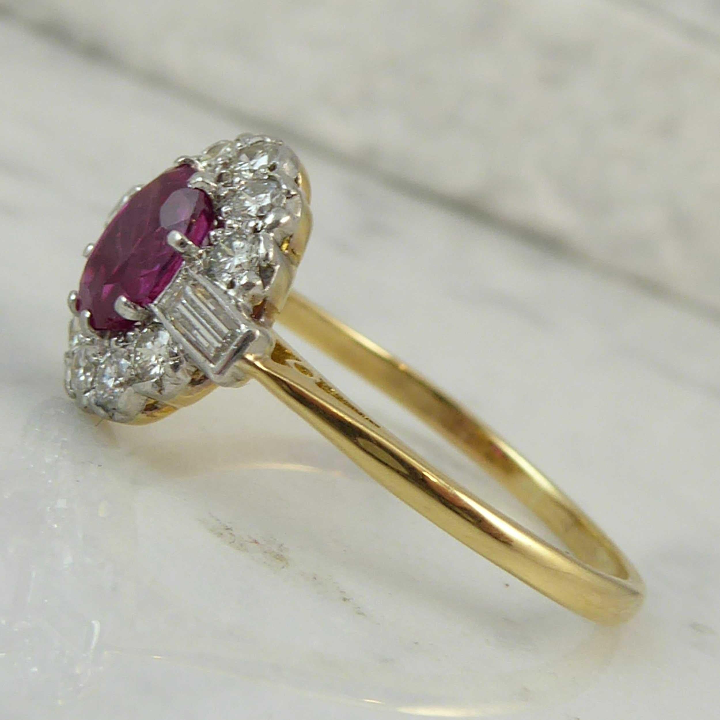 Modern 1.15 Carat Ruby Diamond Ring, Cluster Style 1