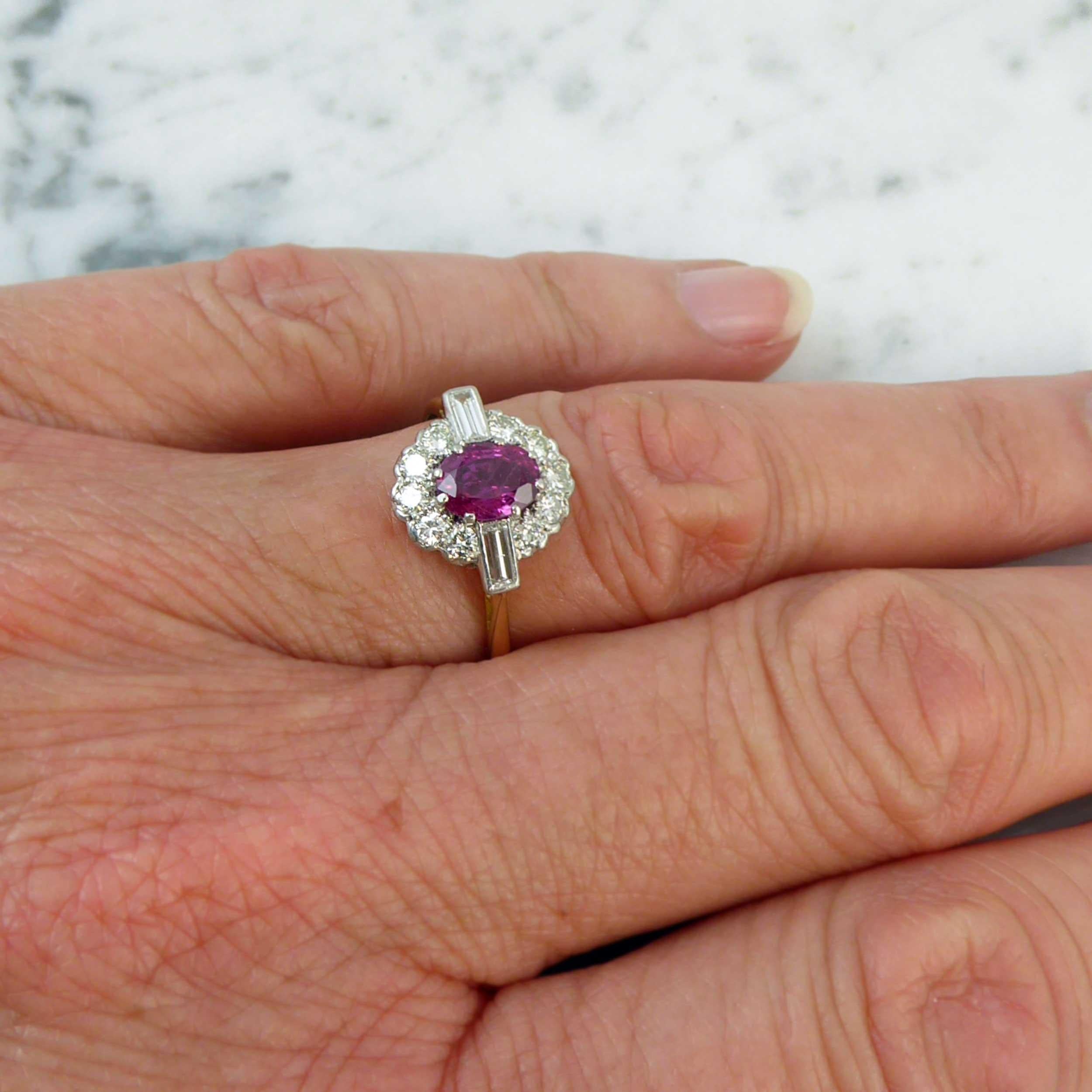 Modern 1.15 Carat Ruby Diamond Ring, Cluster Style 2