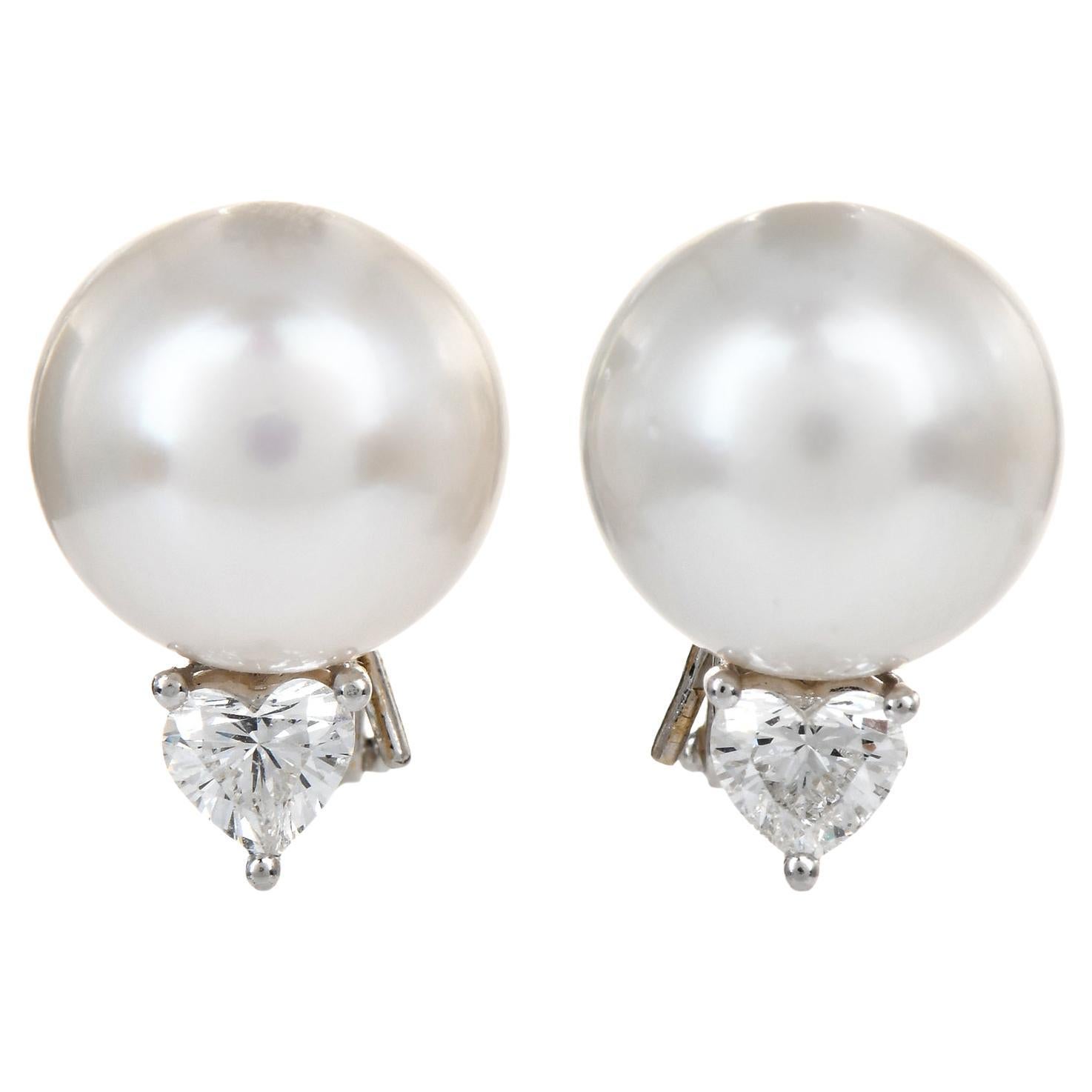 Cartier South Sea Pearl Platinum Stud Earrings at 1stDibs cartier