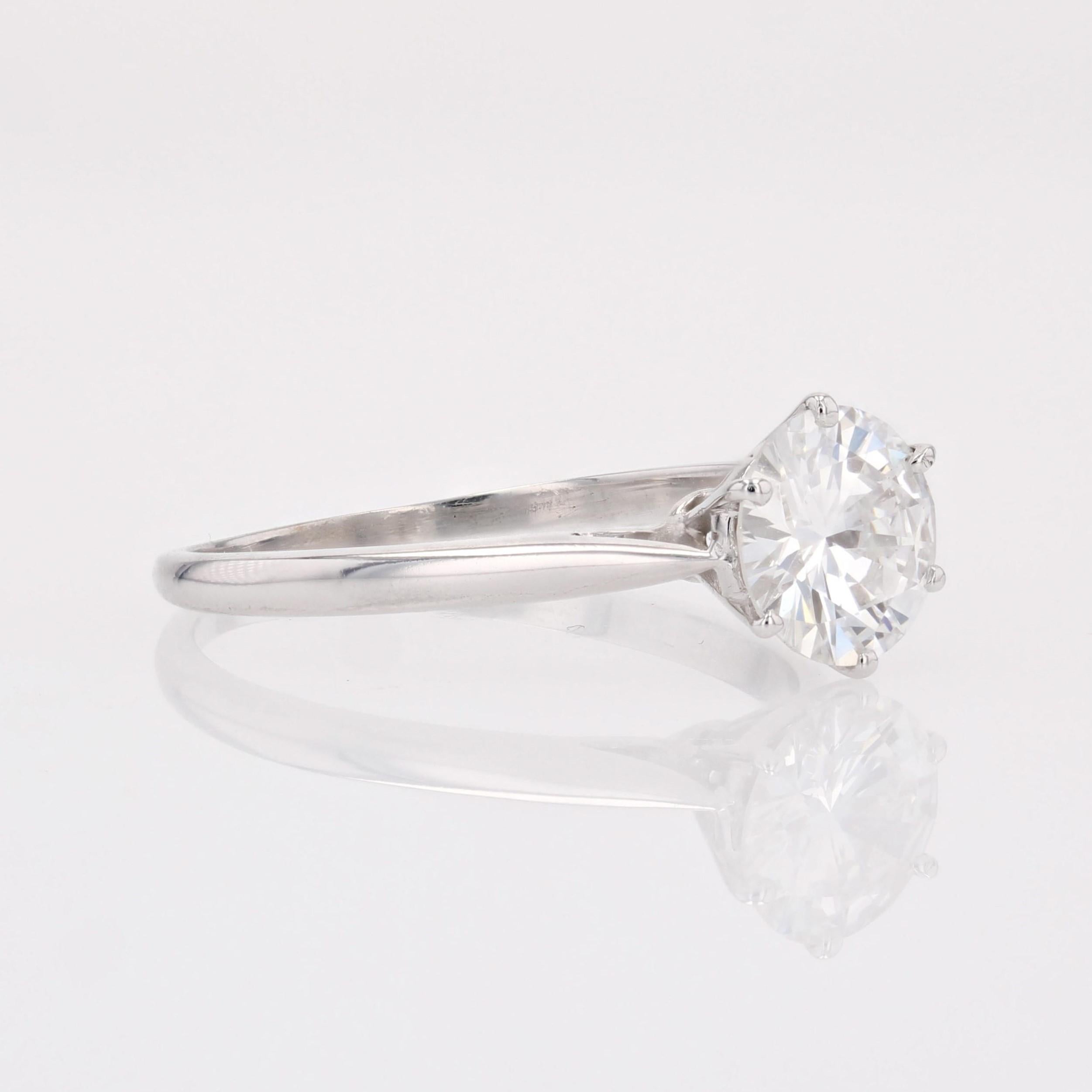 Moderno anello solitario in oro bianco 18 carati con diamante da 1,21 carati E.VS1 in vendita 6