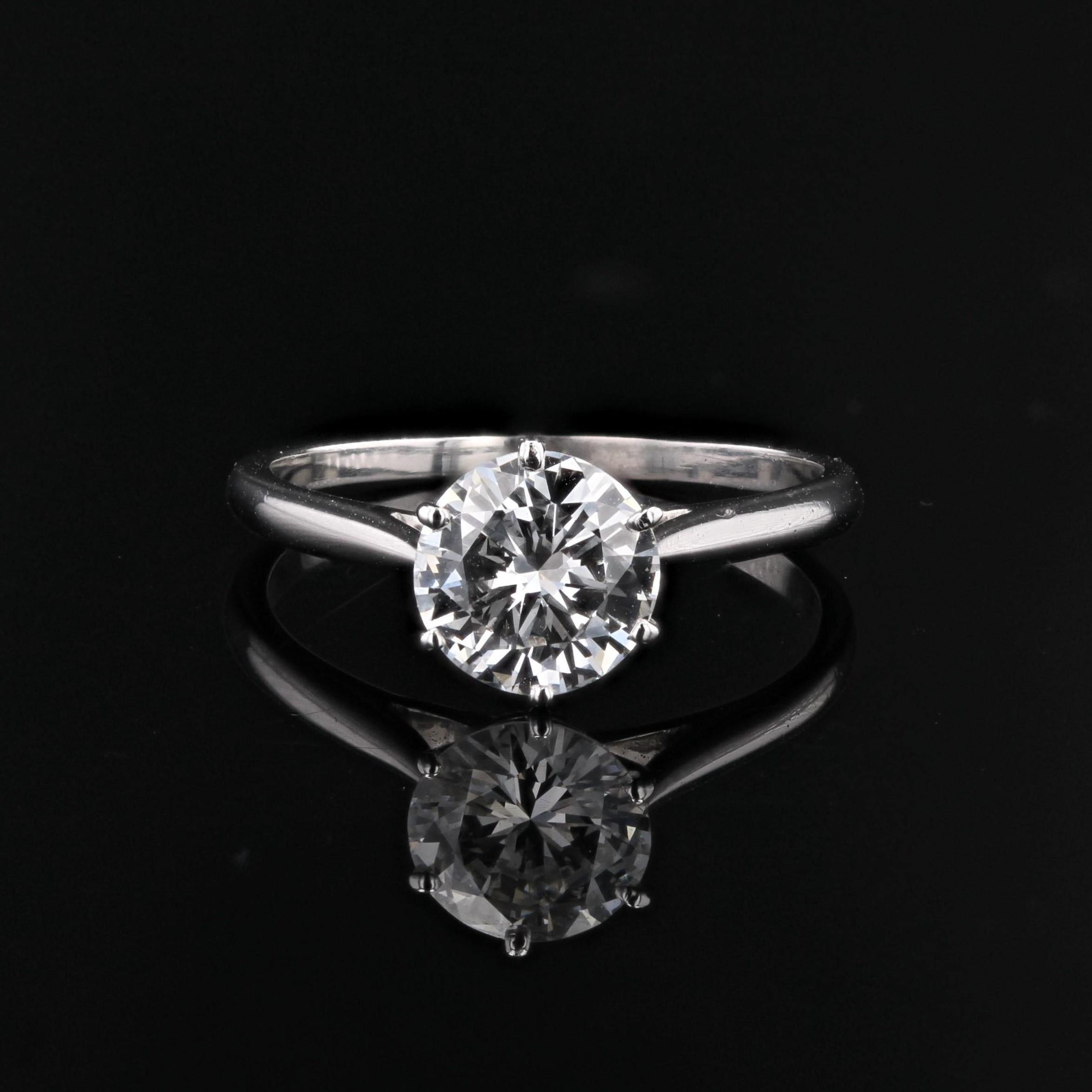 Donna Moderno anello solitario in oro bianco 18 carati con diamante da 1,21 carati E.VS1 in vendita