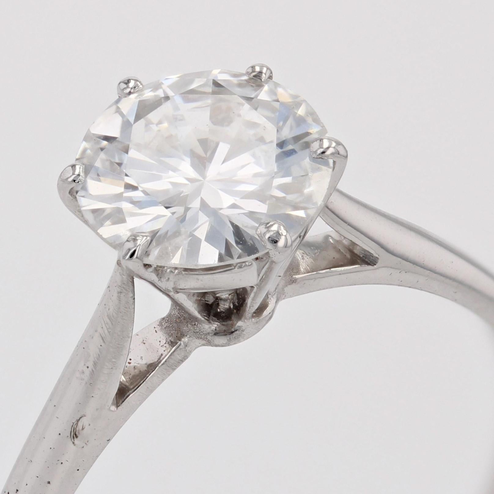 Moderno anello solitario in oro bianco 18 carati con diamante da 1,21 carati E.VS1 in vendita 4