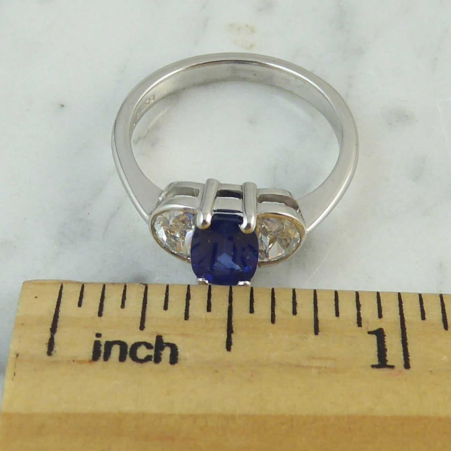 Modern 1.21 Carat Sapphire Ring, Half-Moon Diamonds 0.61 Carat, New and Unworn 4