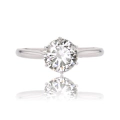 Bague solitaire moderne en or blanc 18 carats, diamant 1,21 carat E.VS1