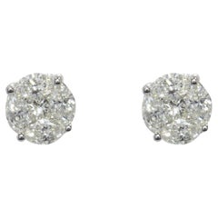 Modern 1, 23 Carat Diamonds 18 Karat White Gold Stud Earrings