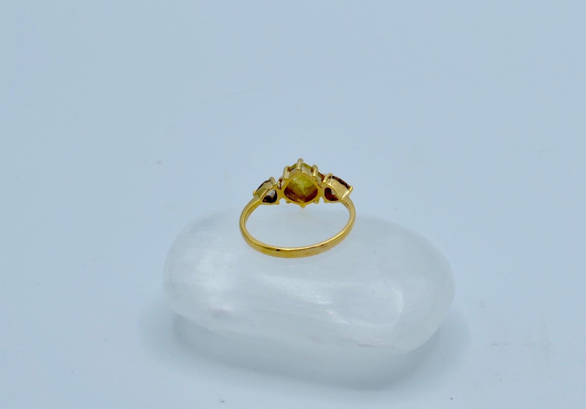 Modernist Modern 1.23 Carat Rose Cut Diamond Three-Stone 18 Karat Ring