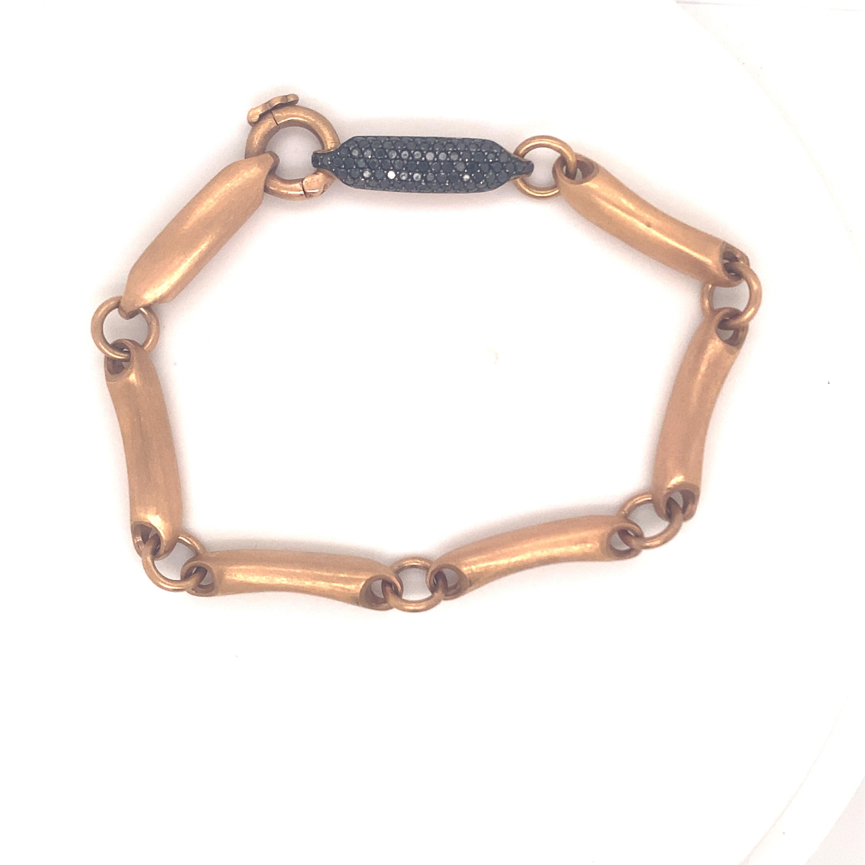 Modern 1.25 Carat Black Diamonds Rose Gold 18k Men's Bracelet For Sale 1