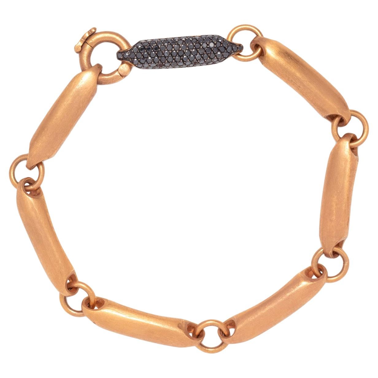 Modern 1.25 Carat Black Diamonds Rose Gold 18k Men's Bracelet For Sale