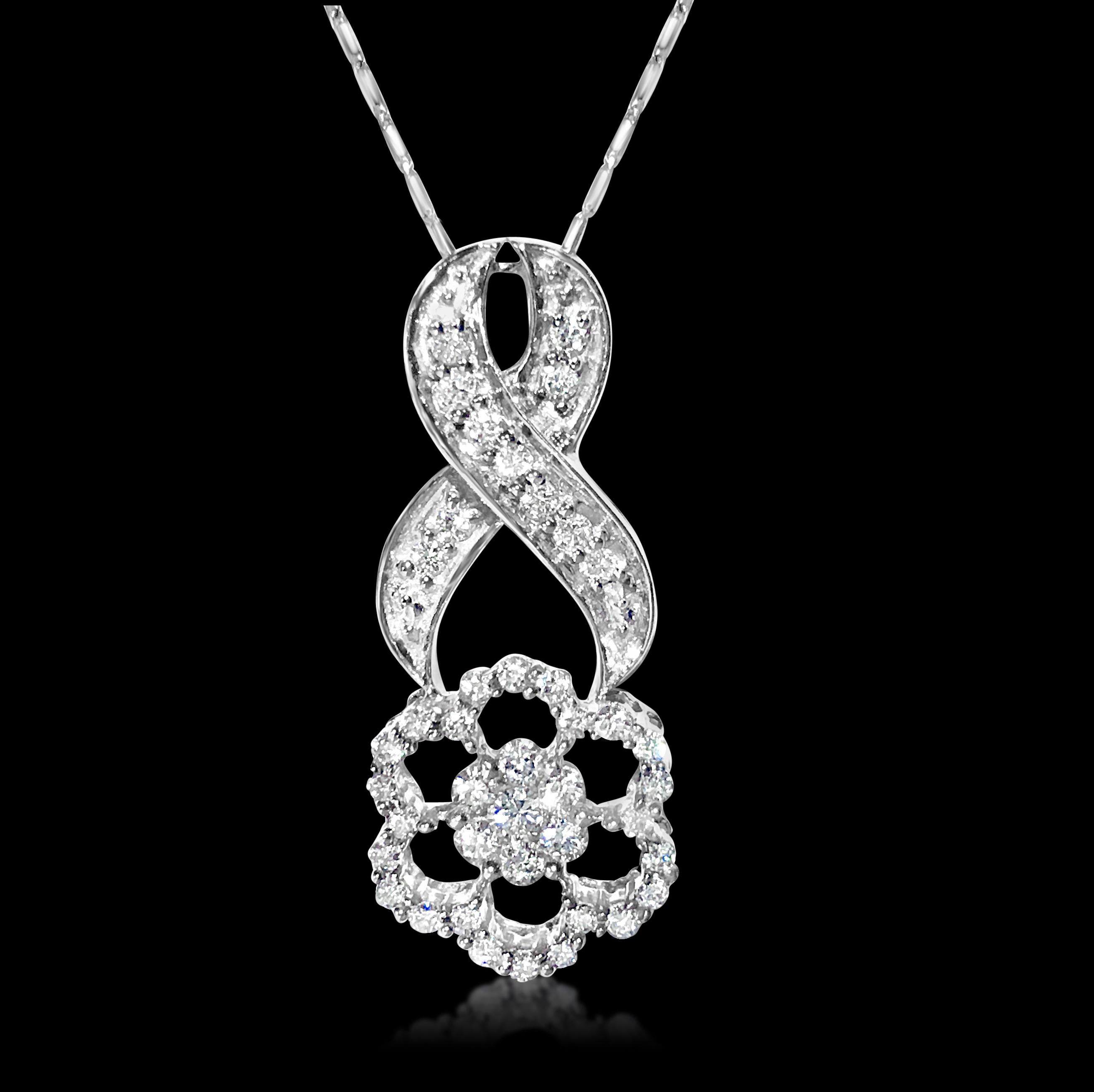 Women's or Men's Modern 1.25 Carat Diamond Gold Pendant Infinity Motif For Sale