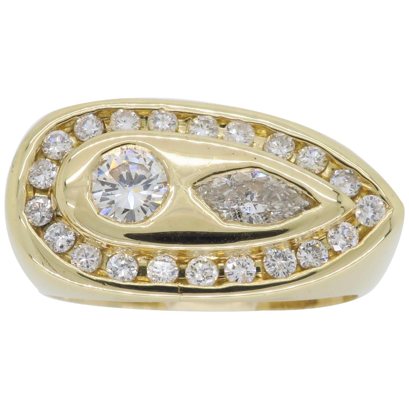 14k Modernist Diamond Ring