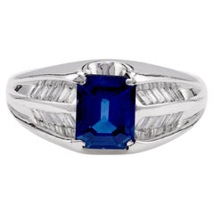 Modern 1.29 Carat Sapphire Diamond Platinum Ring