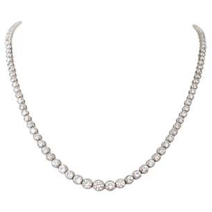 Modern 13+ Carat Graduated Diamond Platinum Riviera Necklace For Sale ...