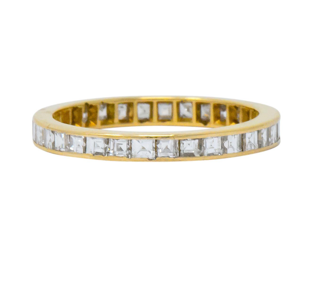 Square Cut Modern 1.30 Carat Diamond 14 Karat Gold Eternity Band Ring For Sale