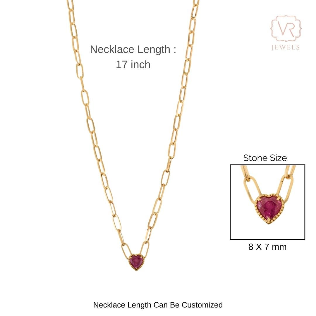 Collier moderne avec pendentif en or jaune 18K en rubis taillé en cœur de 1,34 carat. en vente 9