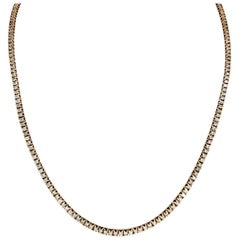 Men's 14 Carat Total Weight Diamonds Rose Gold Tennis Chain 27 Inches