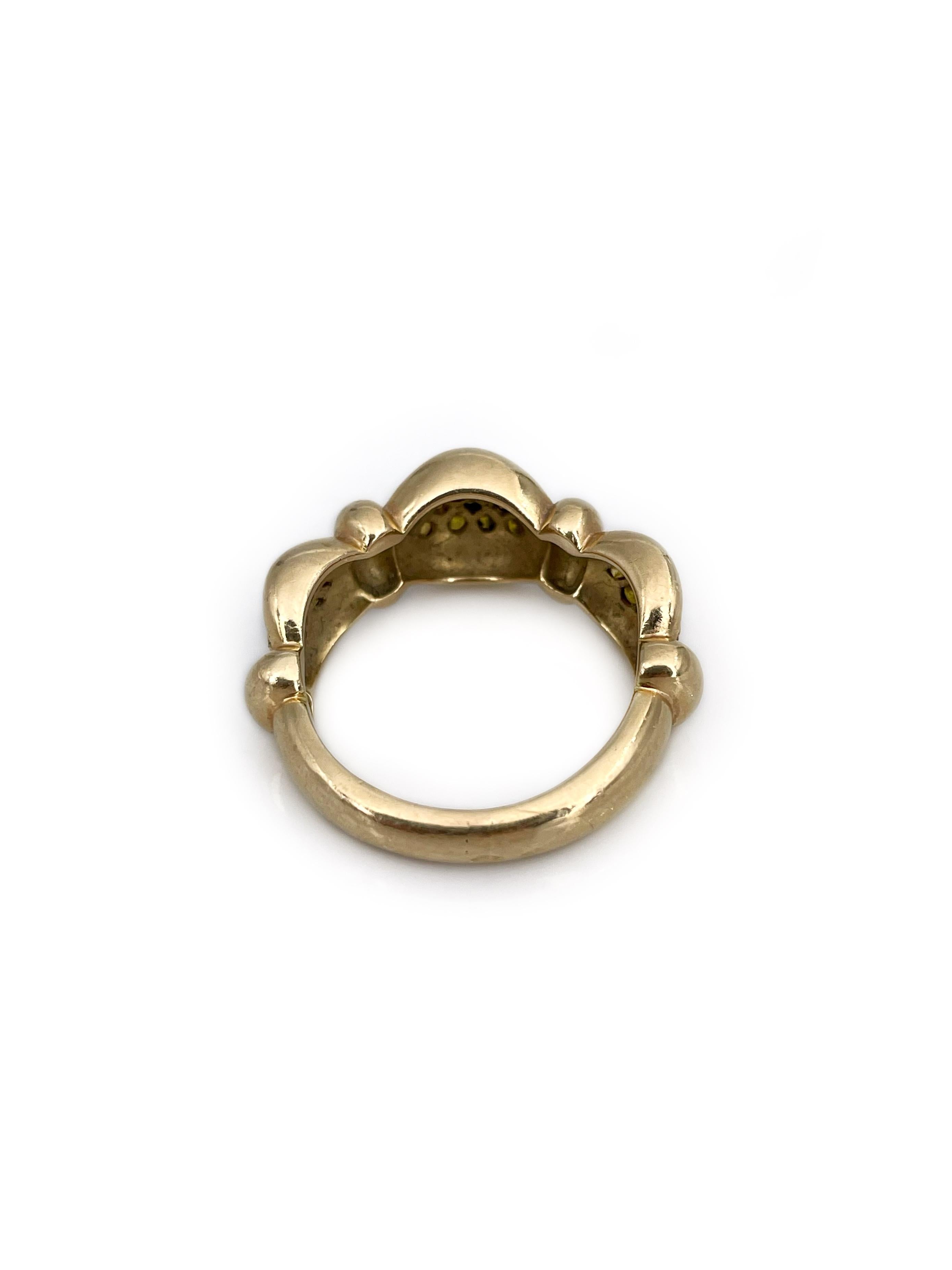 Modern 14 Karat Gold 0.65 Carat Fancy Yellow Diamond Band Ring 1