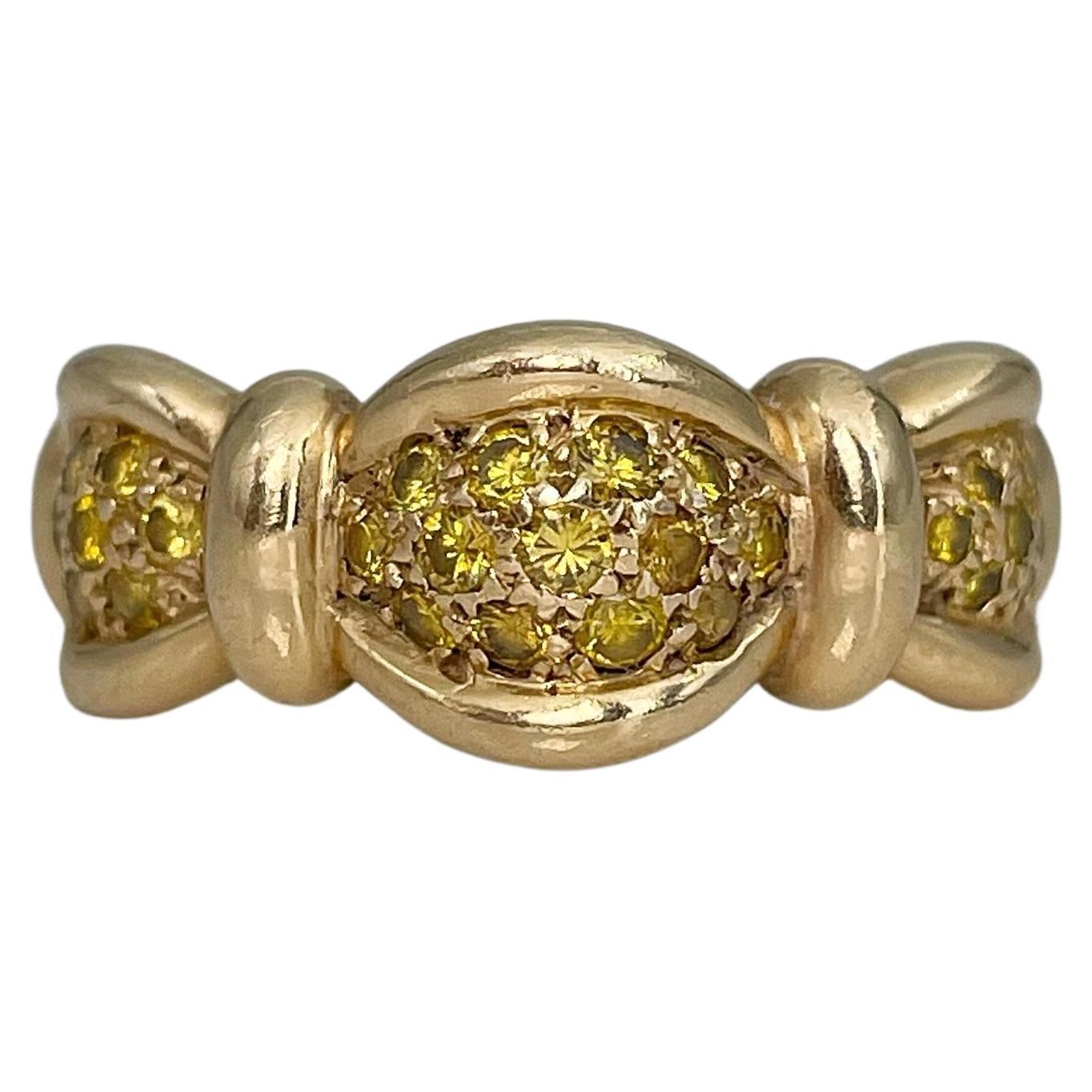 Modern 14 Karat Gold 0.65 Carat Fancy Yellow Diamond Band Ring