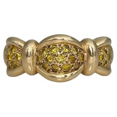 Modern 14 Karat Gold 0.65 Carat Fancy Yellow Diamond Band Ring