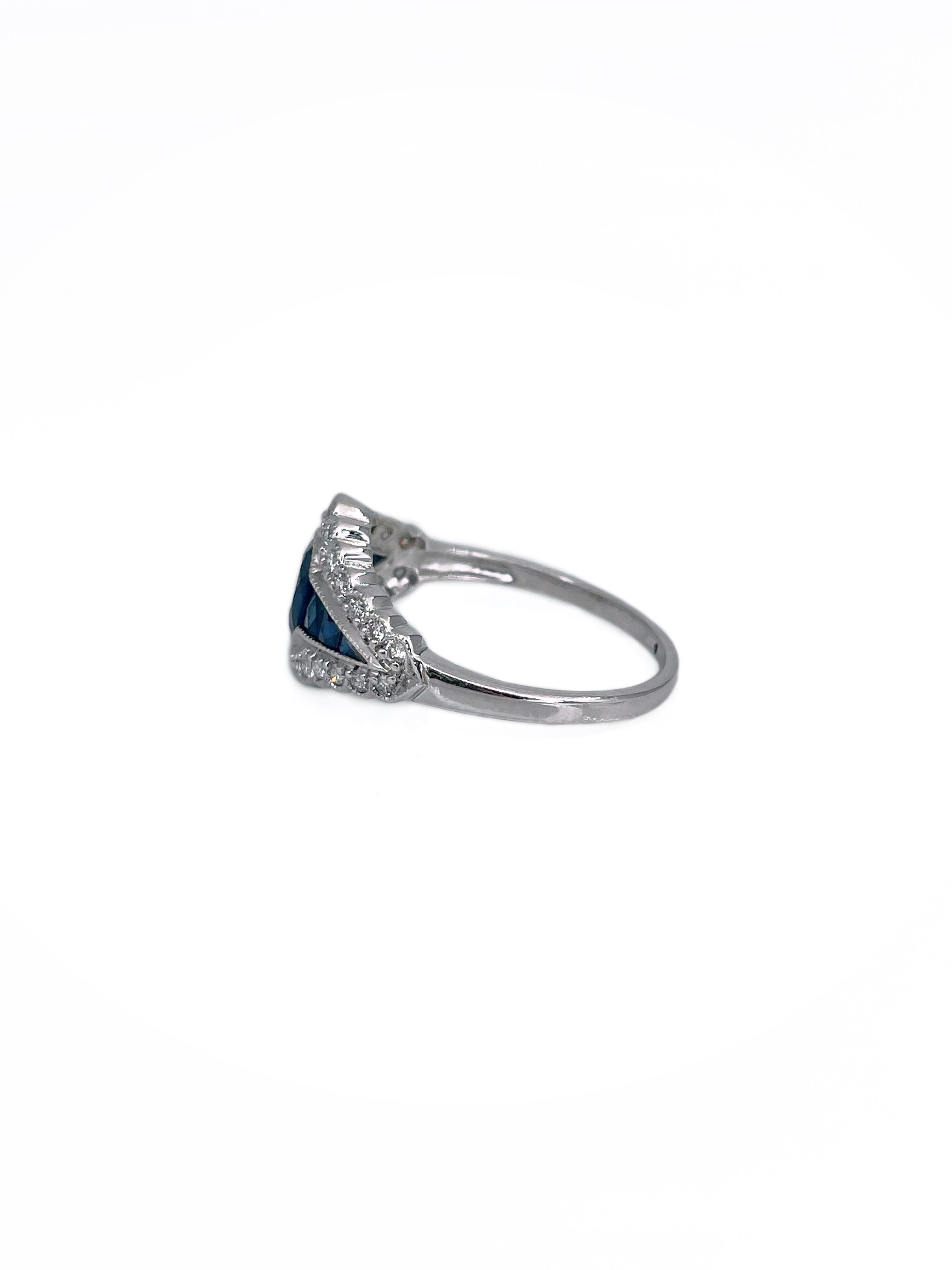 Moderner 14 Karat Gold 0,90 Karat Saphir 0,38 Karat Diamantring im Zustand „Gut“ im Angebot in Vilnius, Vilniaus apskr.