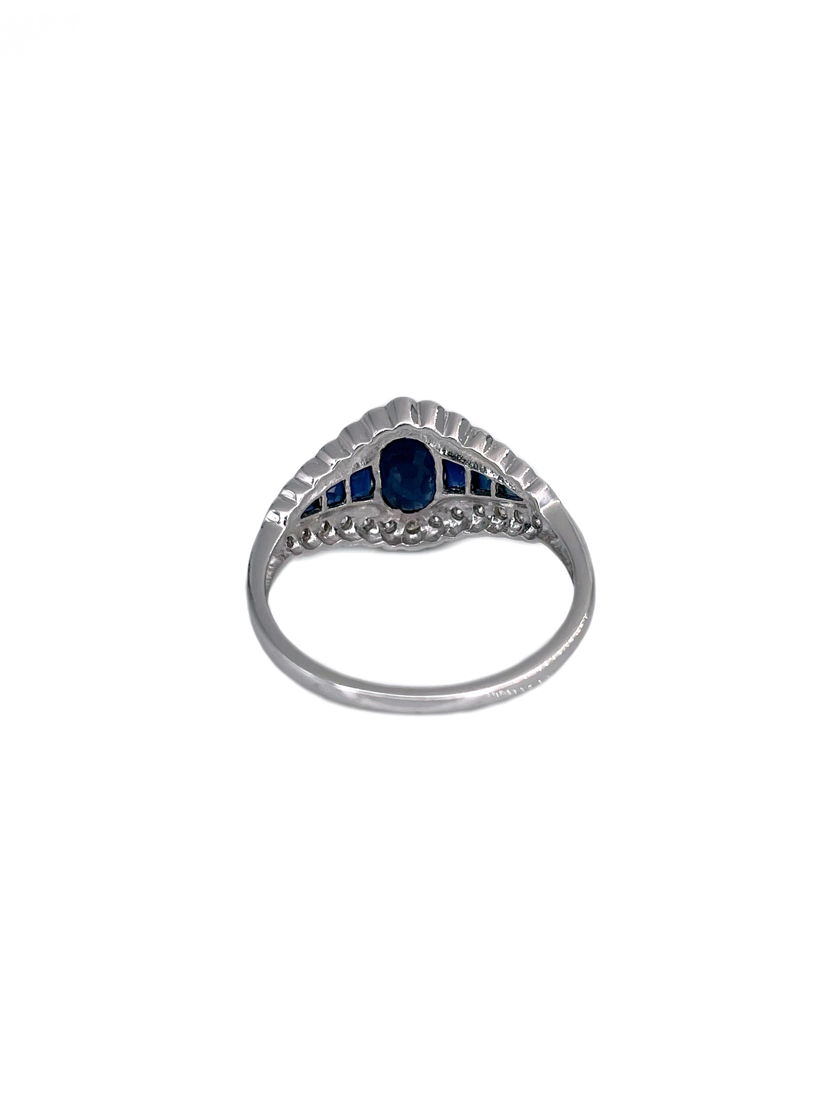 Moderner 14 Karat Gold 0,90 Karat Saphir 0,38 Karat Diamantring Damen im Angebot