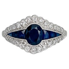 Moderner 14 Karat Gold 0,90 Karat Saphir 0,38 Karat Diamantring