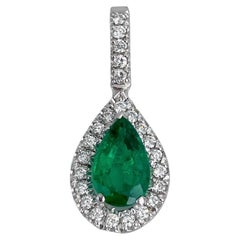 Modern 14 Karat Gold 1.00 Carat SI Emerald 0.32 Carat Diamond Pendant