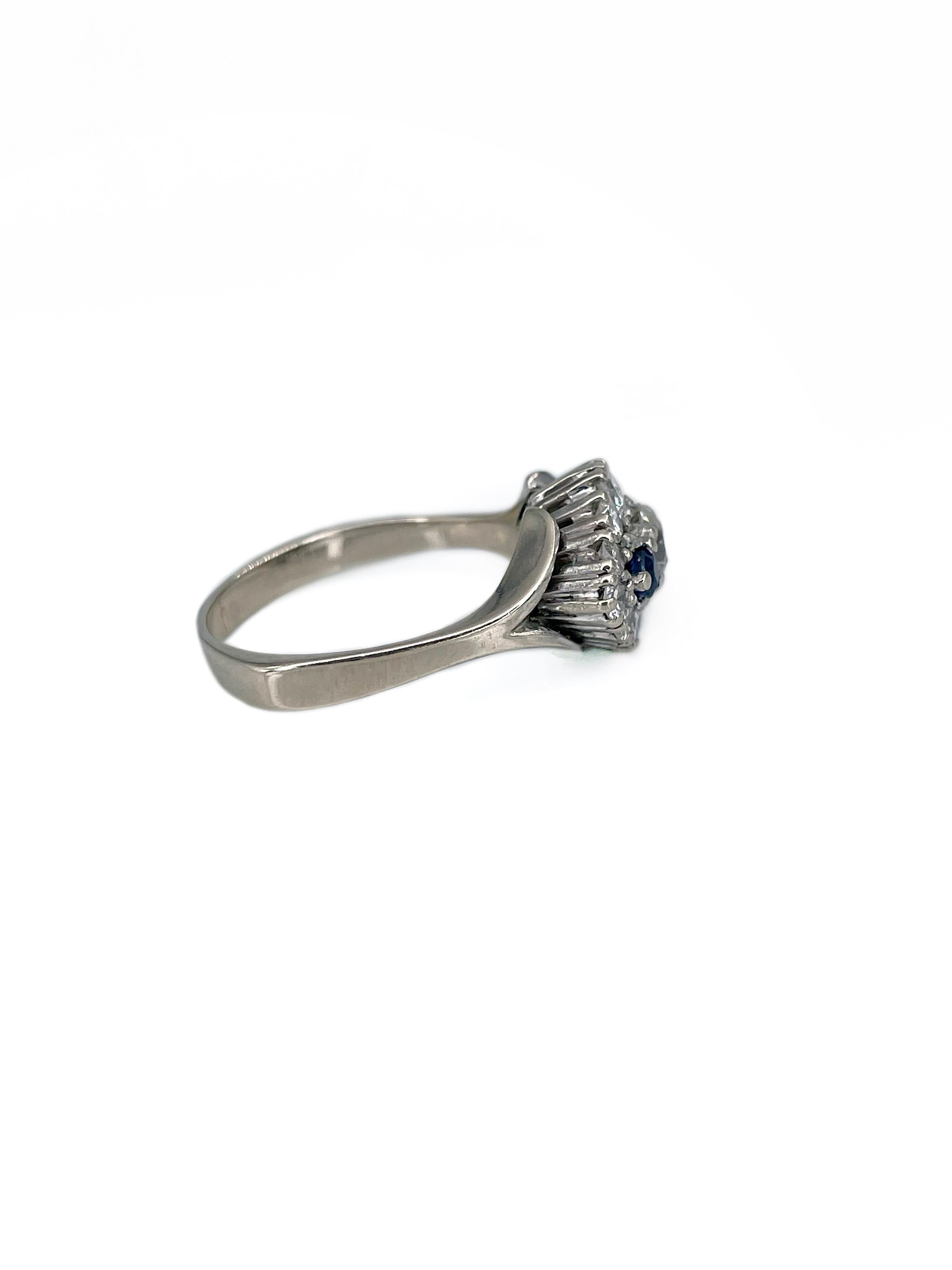Moderner Verlobungsring aus 14 Karat Gold mit 1,13 Karat Diamant und 0,20 Karat Saphir im Zustand „Gut“ in Vilnius, Vilniaus apskr.