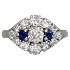 Moderner Verlobungsring aus 14 Karat Gold mit 1,13 Karat Diamant und 0,20 Karat Saphir