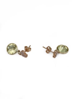 Moderne Ohrstecker aus 14 Karat Gold mit 5,86 Karat Quarz und Citrin 0,32 Karat Diamant